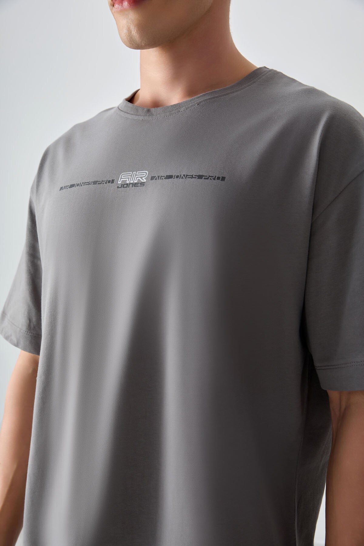 Dark Grey 100% Cotton Thick Soft Textured Oversize Fit Printed Men's T-Shirt - 88357