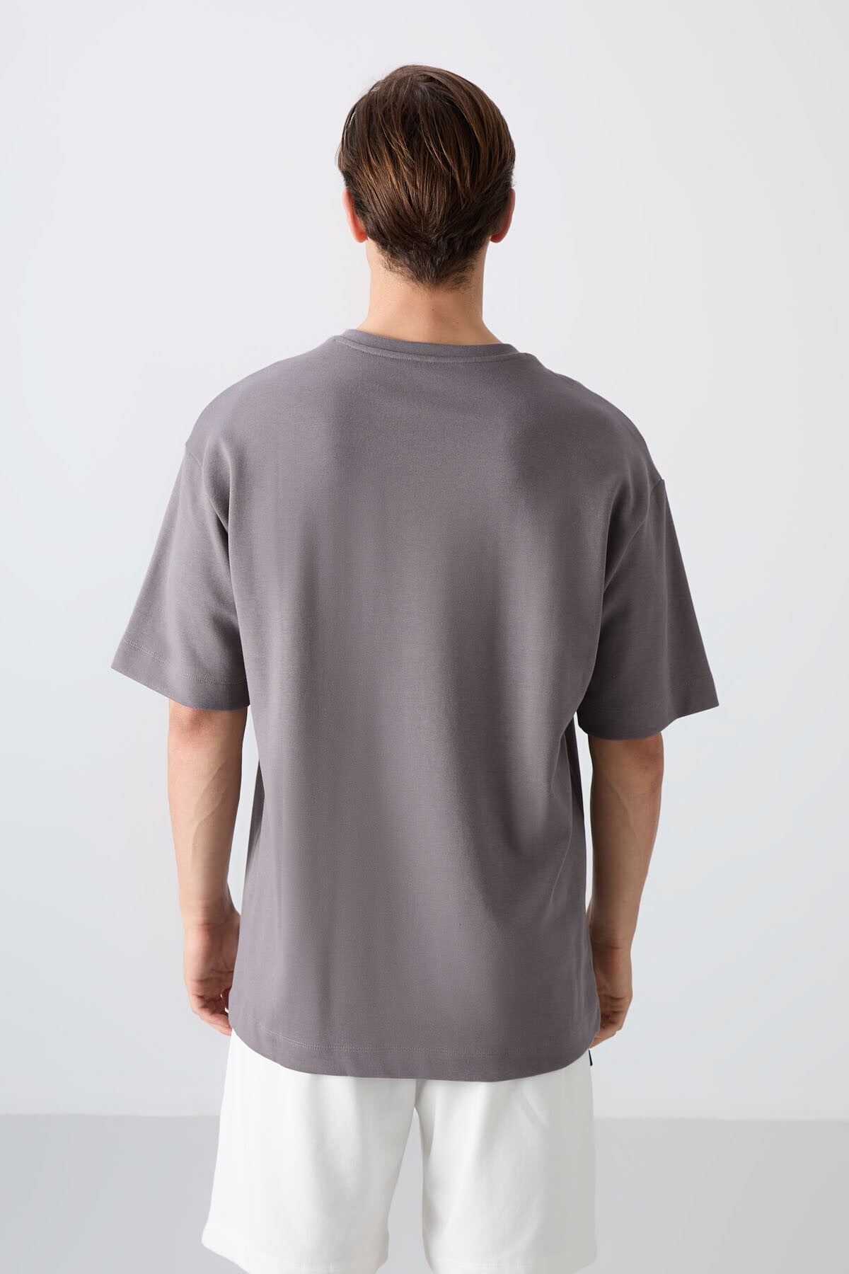 Dark Gey Cotton Thick Soft Textured Oversize Fit Printed Men's T-Shirt - 88326