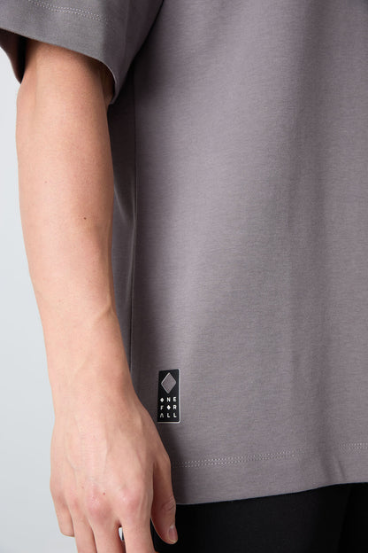 Dark Grey Cotton Thick Soft Textured Oversize Fit Printed Men's T-Shirt - 88325