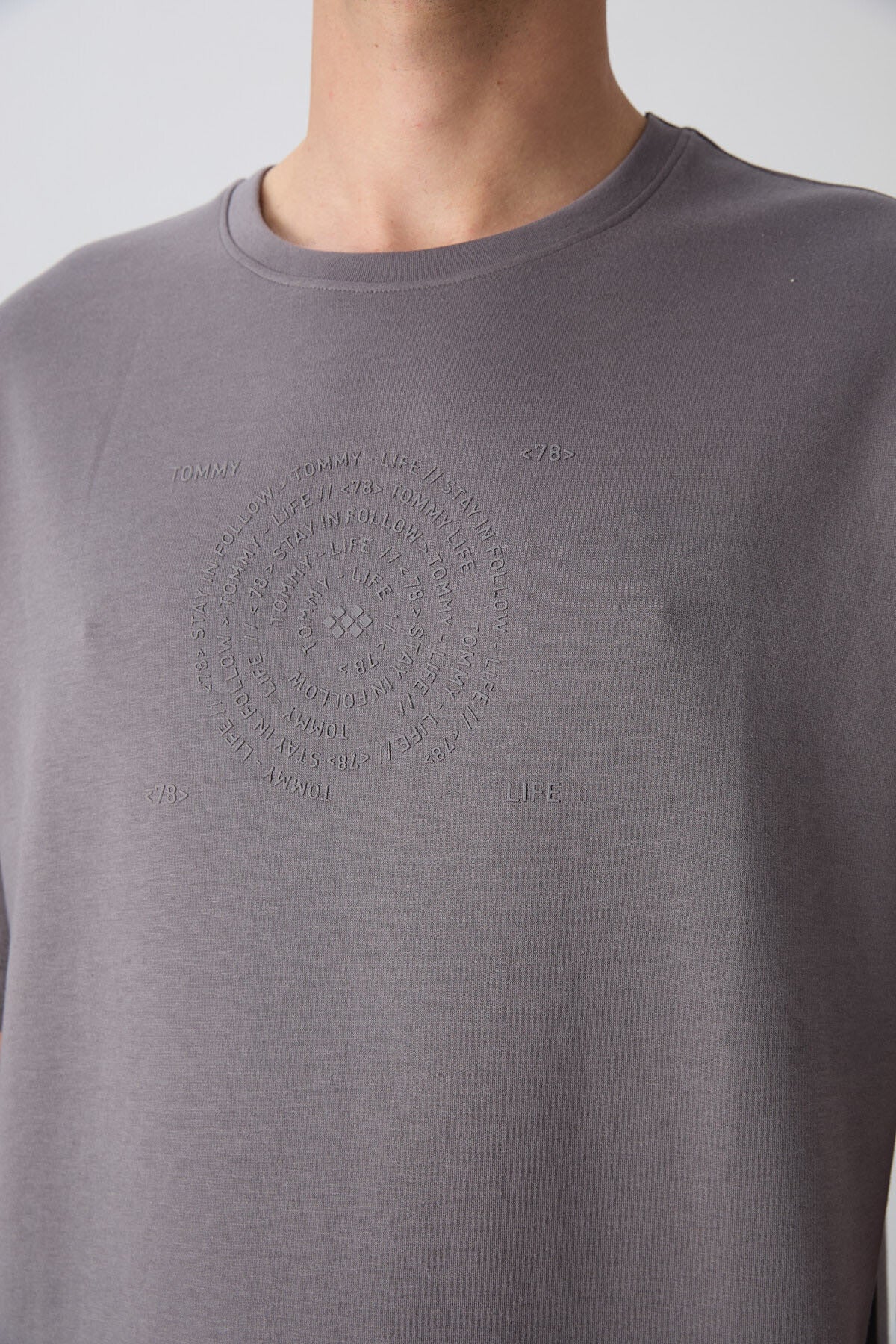 Dark Grey Cotton Thick Soft Textured Oversize Fit Printed Men's T-Shirt - 88324