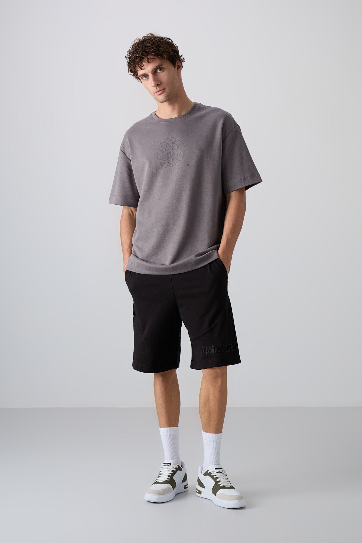 Dark Grey Cotton Thick Soft Textured Oversize Fit Printed Men's T-Shirt - 88324