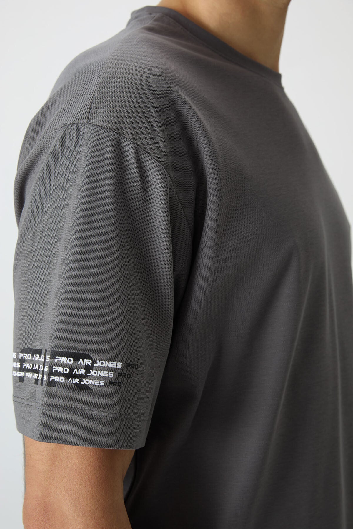 Dark Grey Cotton Thick Textured Surface Oversize Fit Printed Men's T-Shirt - 88369