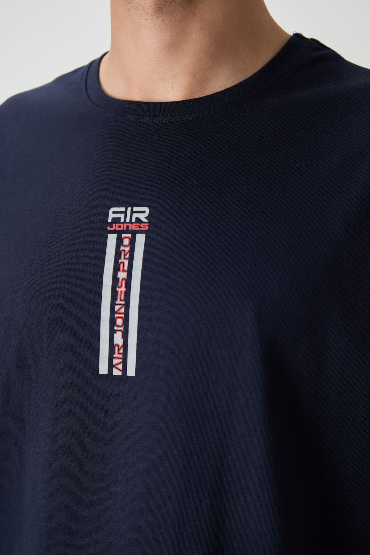 Navy Blue 100% Cotton Thick Soft Textured Oversize Fit Printed Men's T-Shirt - 88360