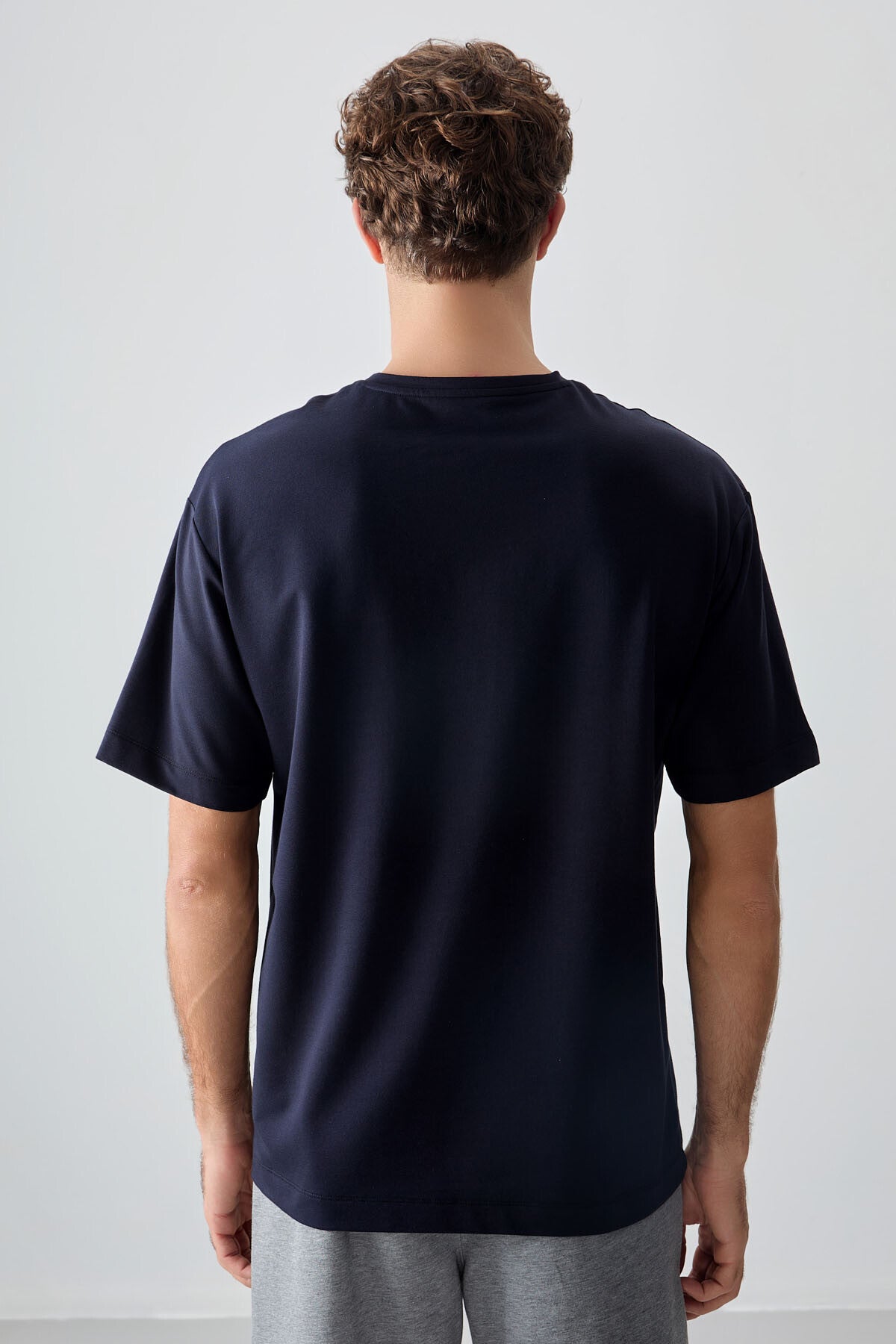 Navy Blue Cotton Thick Soft Textured Oversize Fit Printed Men's T-Shirt - 88374