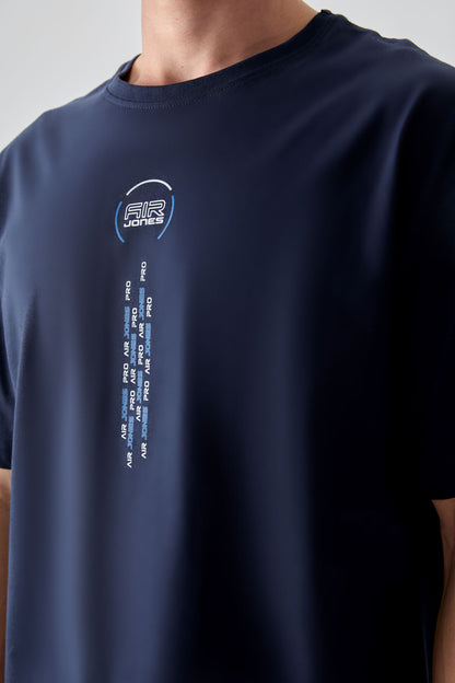 Navy Blue 100% Cotton Thick Soft Textured Oversize Fit Printed Men's T-Shirt - 88355