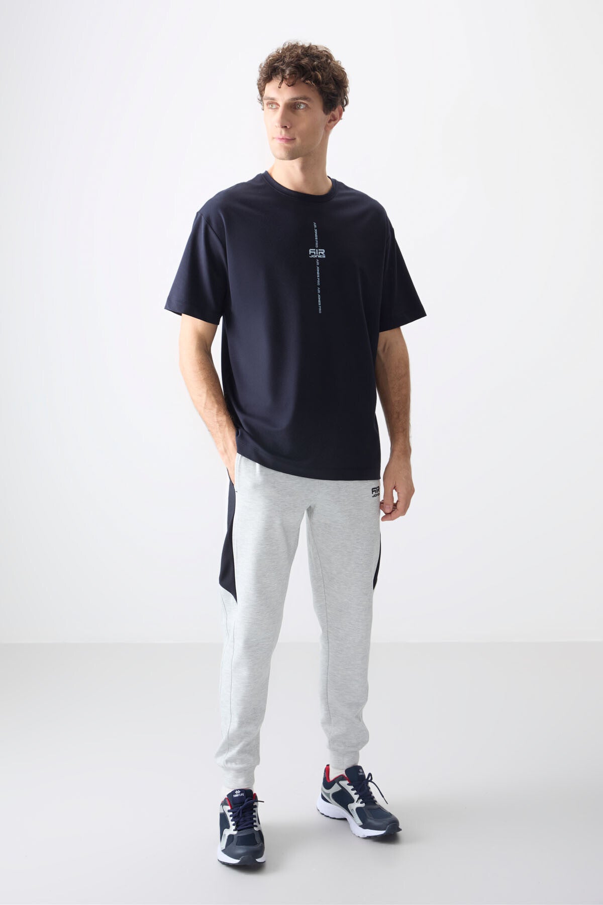 Navy Blue Cotton Thick Soft Textured Oversize Fit Printed Men's T-Shirt - 88373