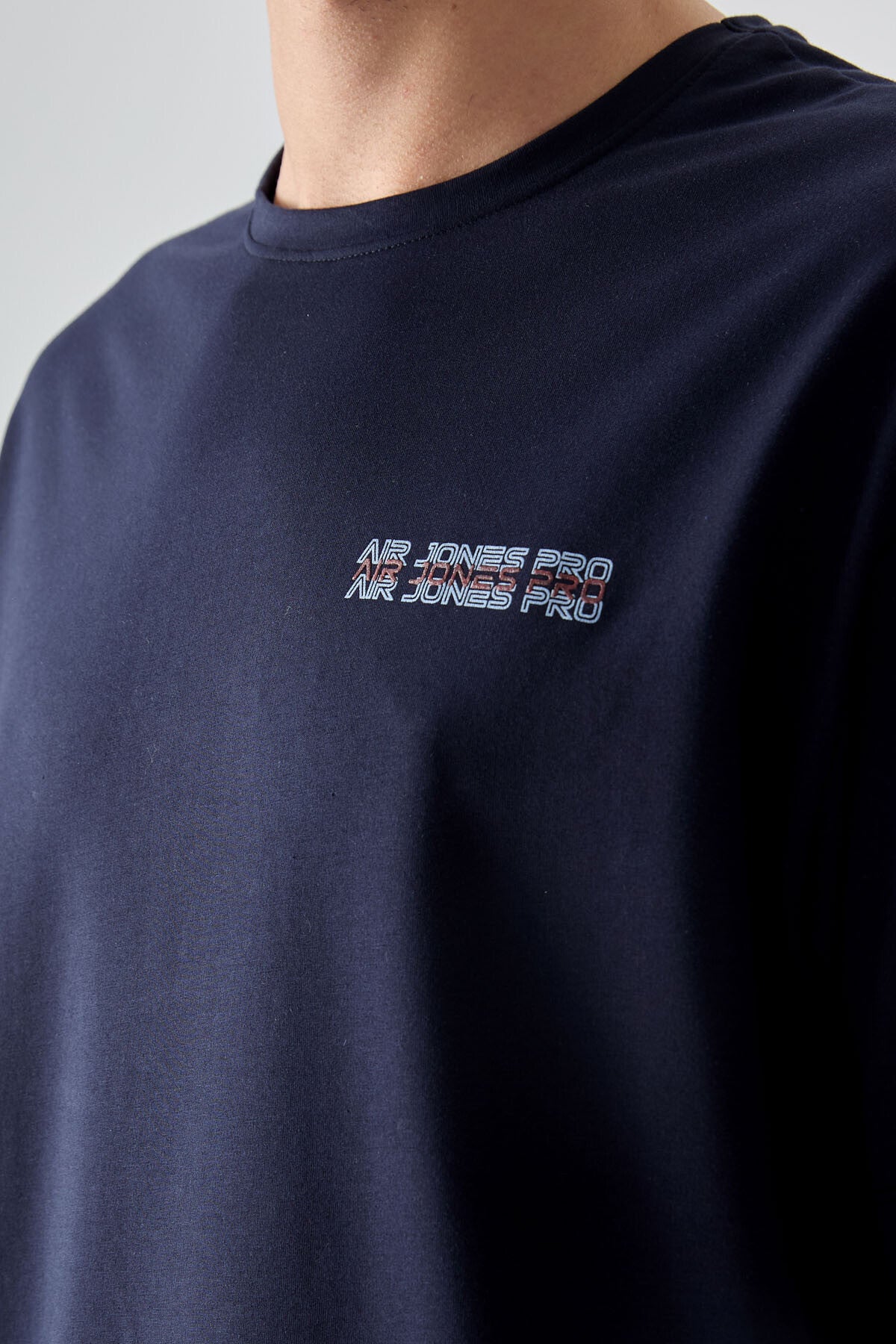 Navy Blue Cotton Thick Soft Textured Oversize Fit Printed Men's T-Shirt - 88375