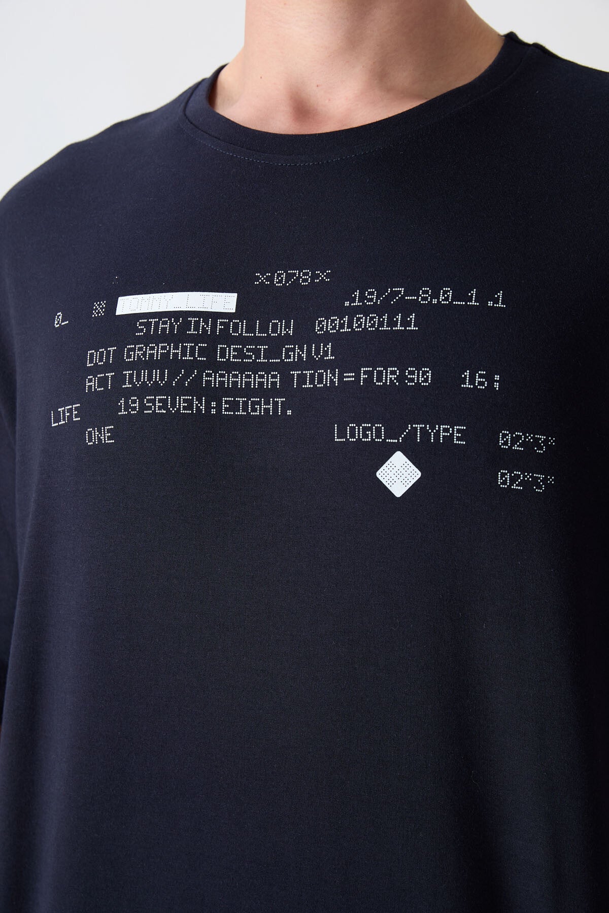 Navy Blue Cotton Thick Soft Textured Oversize Fit Printed Men's T-Shirt - 88326