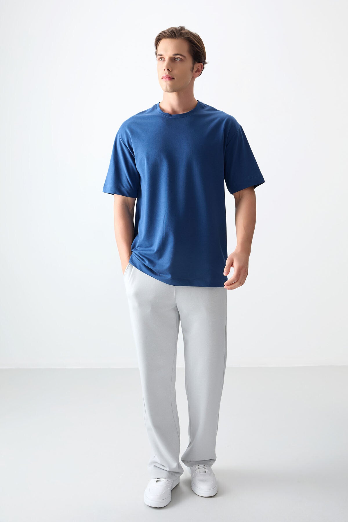 Parlament Cotton Thick Soft Textured Oversize Fit Basic Men's T-Shirt - 88377
