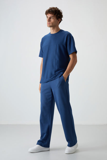Parliament Waffle Interlock Textured Surface Oversize Fit Basic Men's T-Shirt - 88380