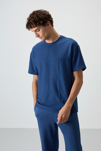 Parliament Waffle Interlock Textured Surface Oversize Fit Basic Men's T-Shirt - 88380