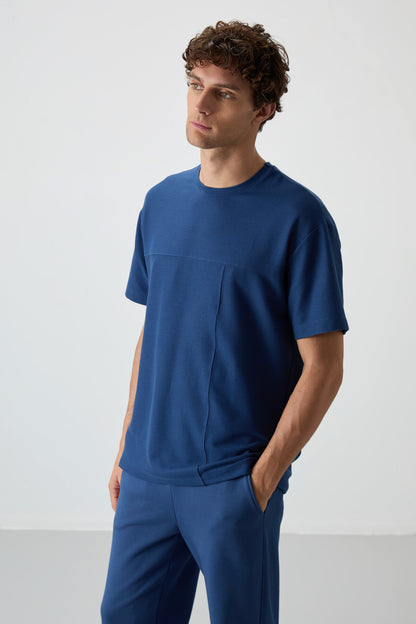 Parliament Waffle Interlock Textured Surface Oversize Fit Basic Men's T-Shirt - 88380