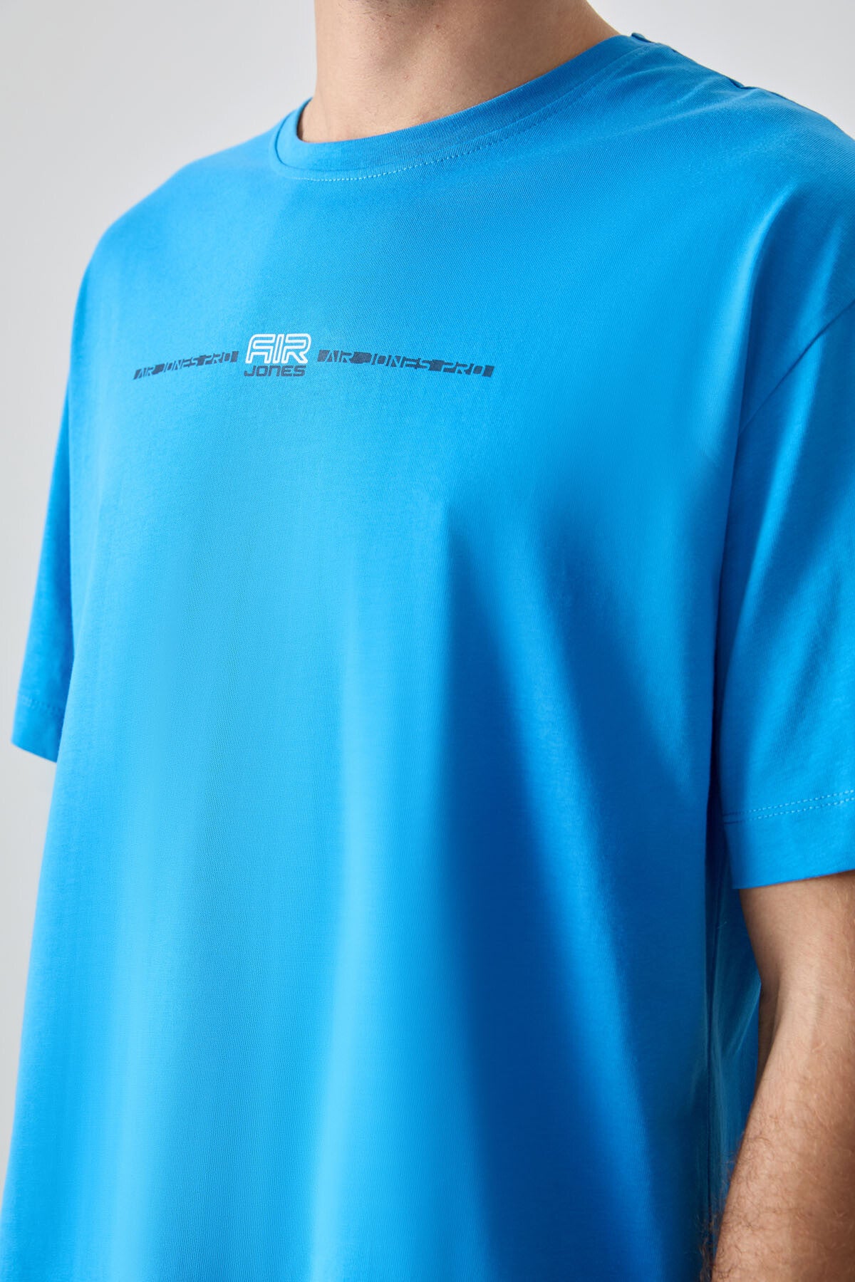 Petrol Blue 100% Cotton Thick Soft Textured Oversize Fit Printed Men's T-Shirt - 88357