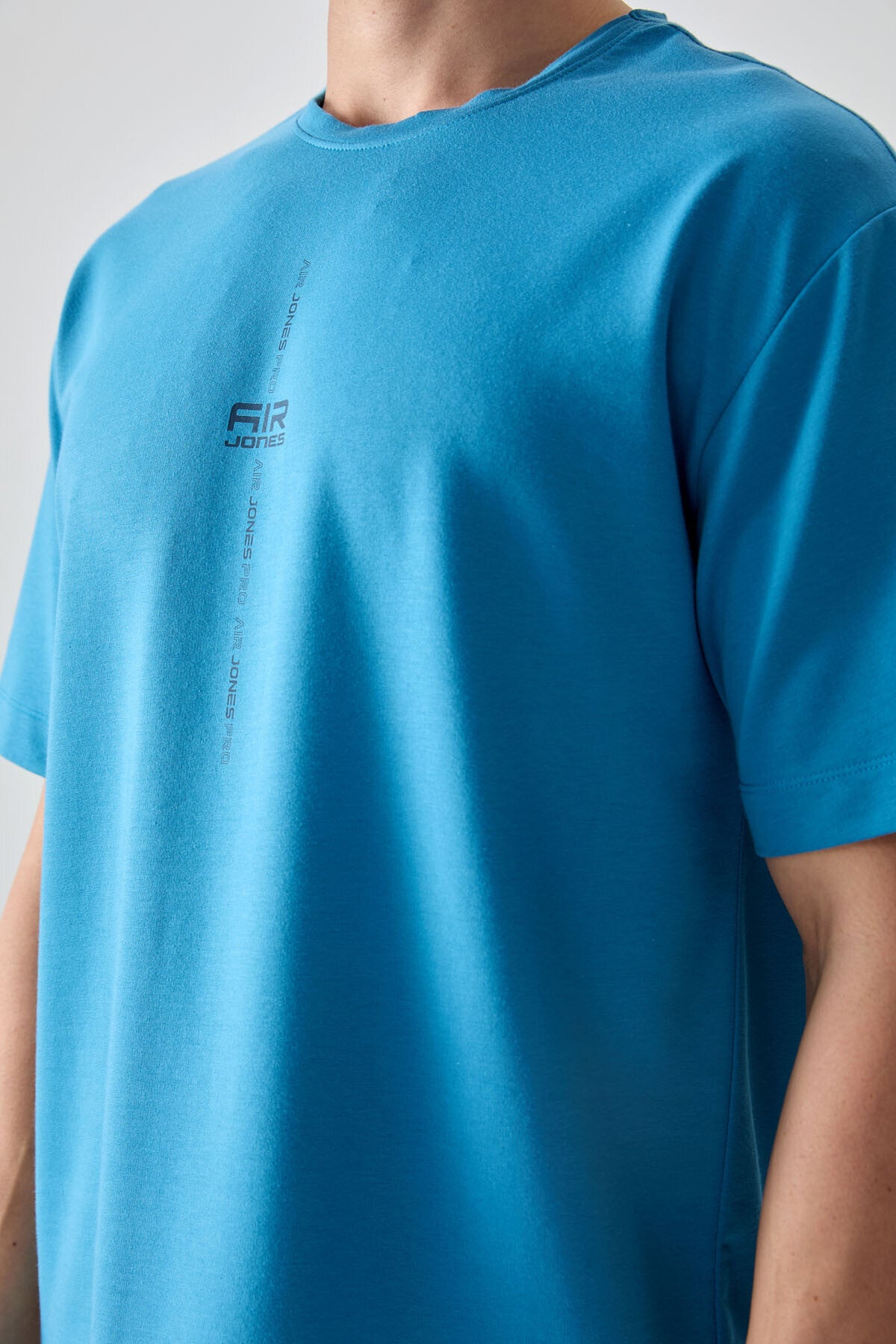 Petrol Blue Cotton Thick Soft Textured Oversize Fit Printed Men's T-Shirt - 88373