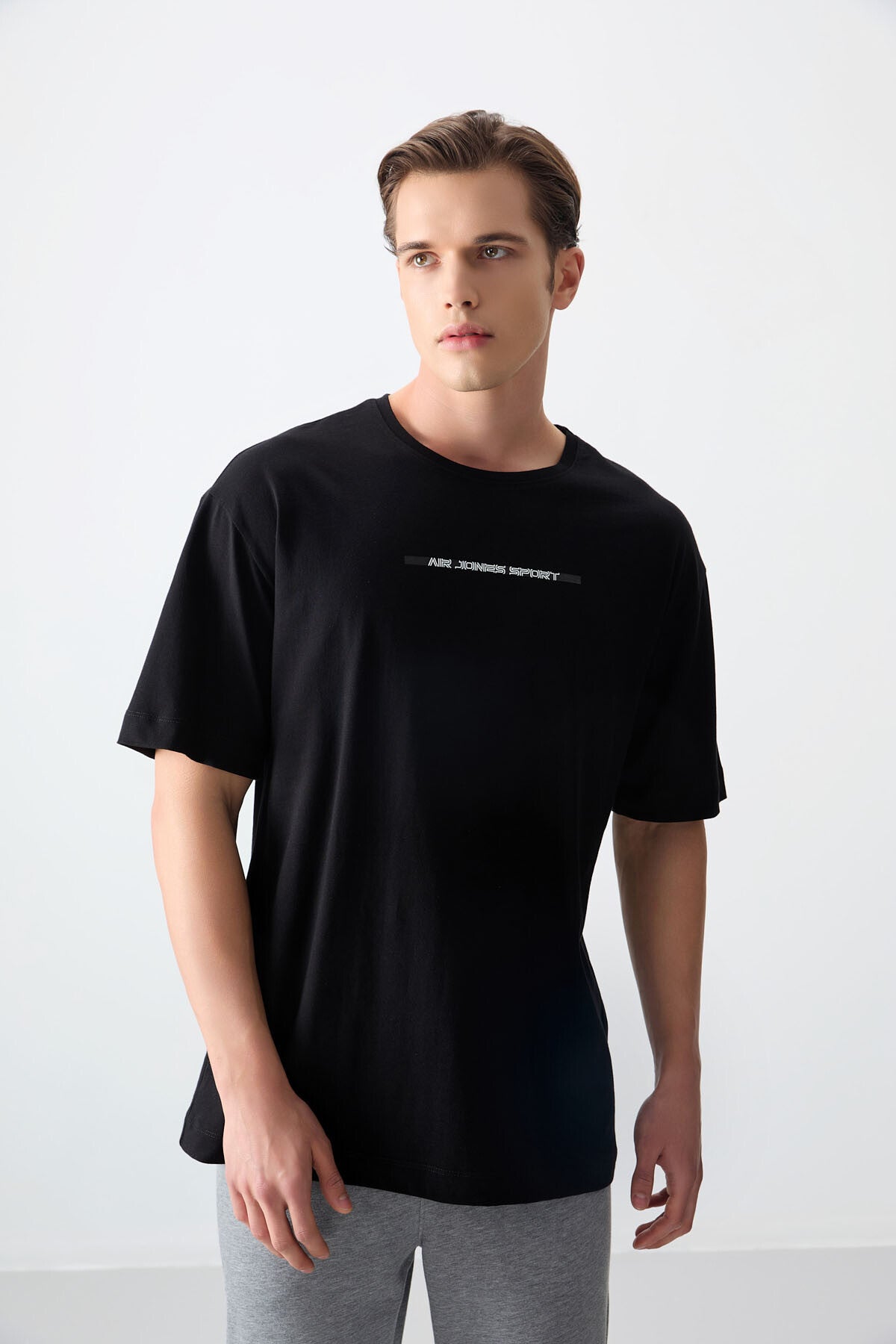 Black 100% Cotton Thick Soft Textured Oversize Fit Printed Men's T-Shirt - 88358