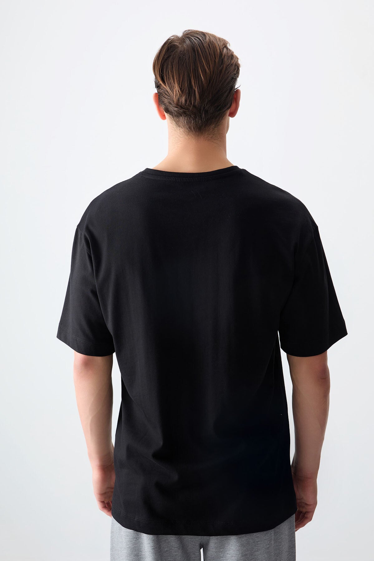 Black 100% Cotton Thick Soft Textured Oversize Fit Printed Men's T-Shirt - 88358