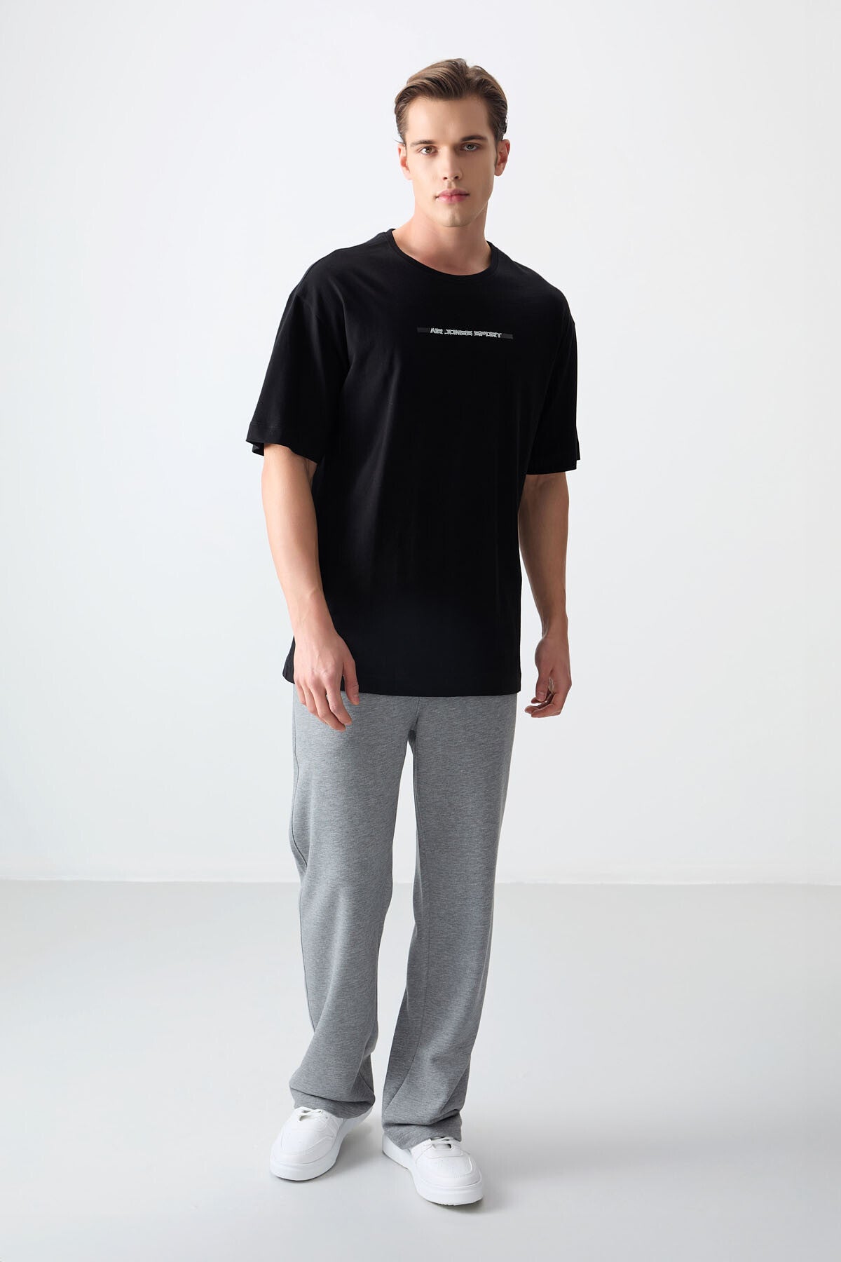 Black 100% Cotton Thick Soft Textured Oversize Fit Printed Men's T-Shirt - 88358