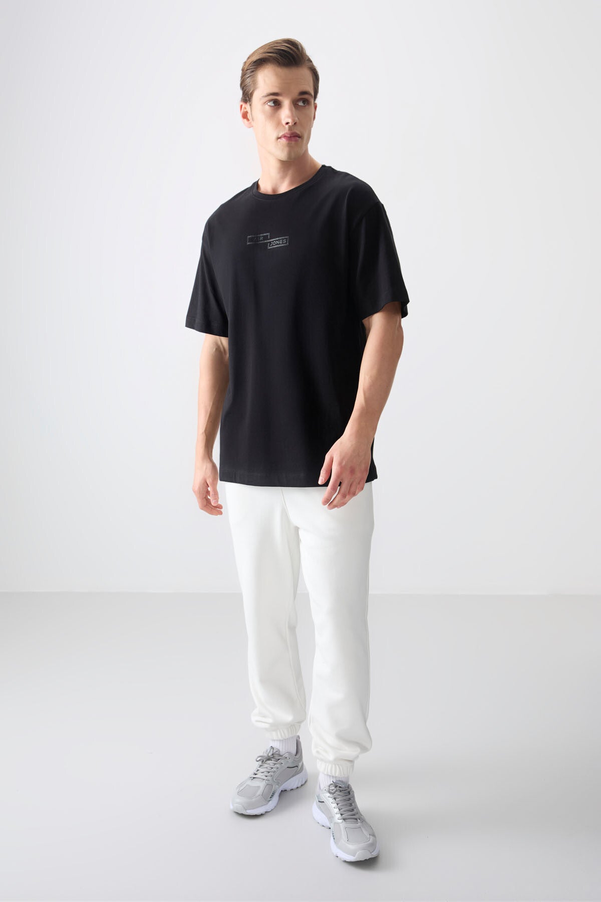 Black 100% Cotton Thick Soft Textured Oversize Fit Printed Men's T-Shirt - 88361