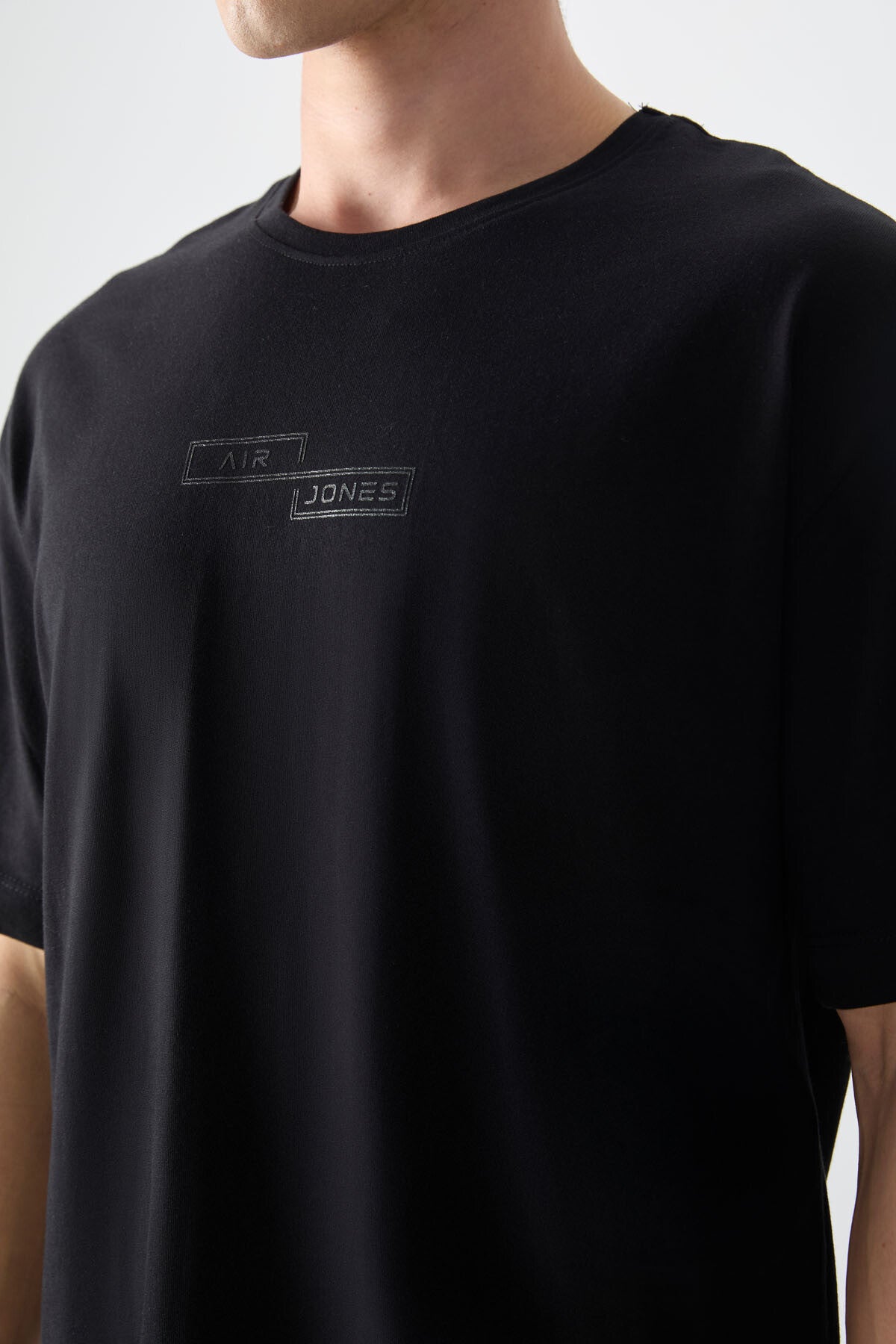 Black 100% Cotton Thick Soft Textured Oversize Fit Printed Men's T-Shirt - 88361