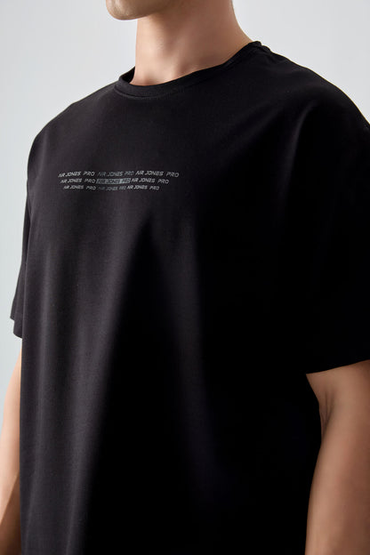 Black Cotton Thick Soft Textured Oversize Fit Printed Men's T-Shirt - 88374