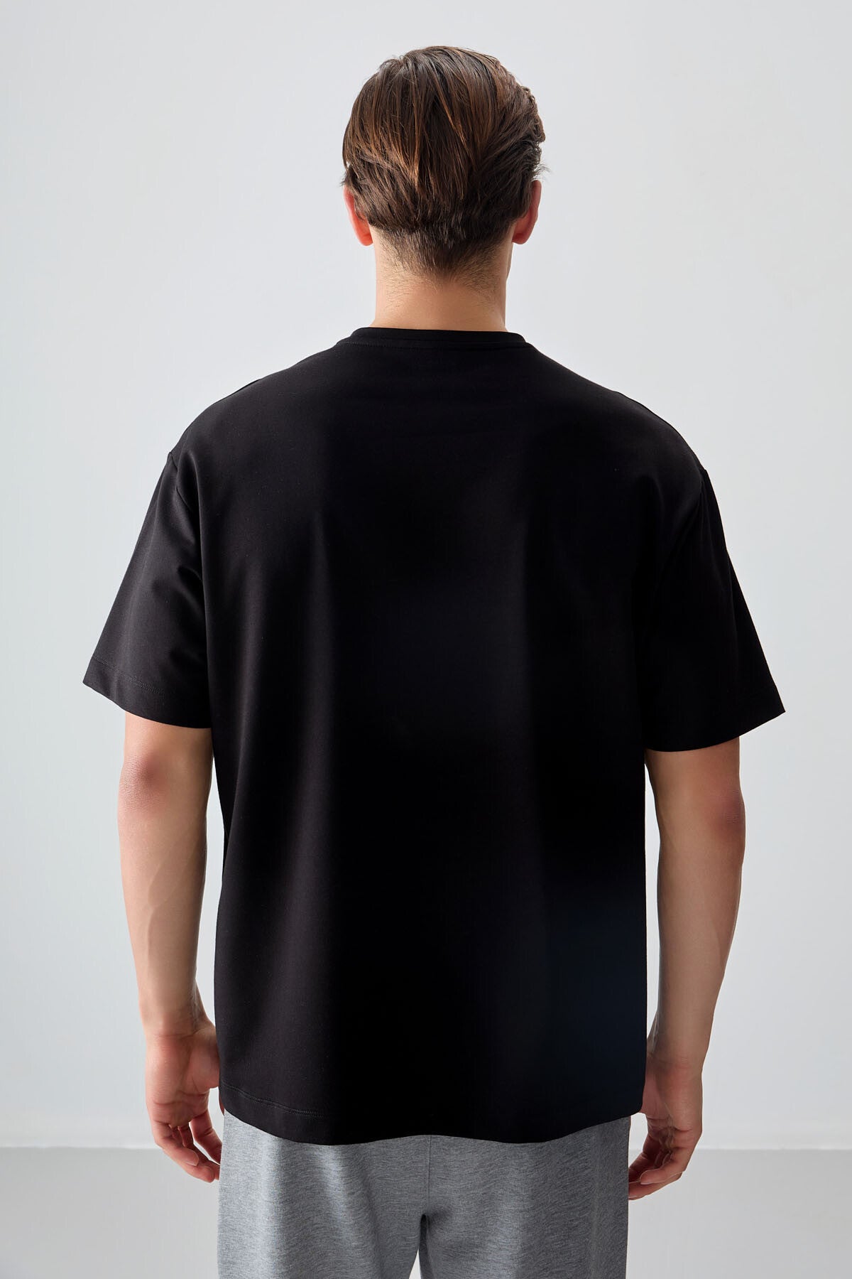 Black Cotton Thick Soft Textured Oversize Fit Printed Men's T-Shirt - 88374