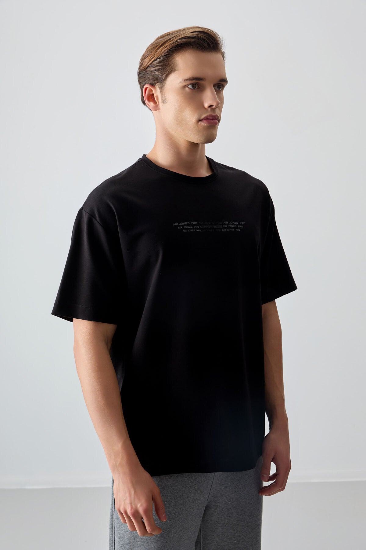 Black Cotton Thick Soft Textured Oversize Fit Printed Men's T-Shirt - 88374