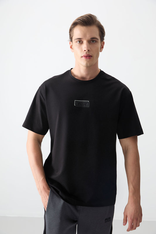 Black Cotton Thick Soft Textured Oversize Fit Printed Men's T-Shirt - 88376