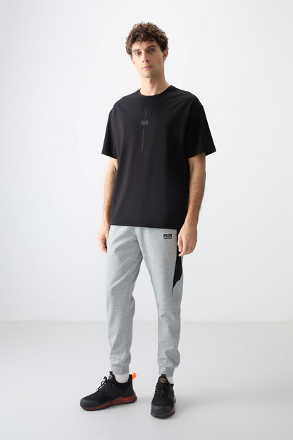 Black Cotton Thick Soft Textured Oversize Fit Printed Men's T-Shirt - 88373