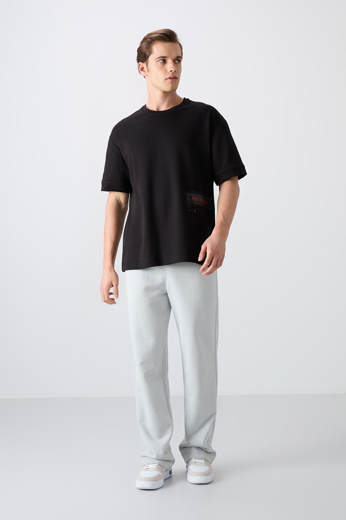 Black Cotton Thick Soft Textured Oversize Fit Printed Men's T-Shirt - 88322