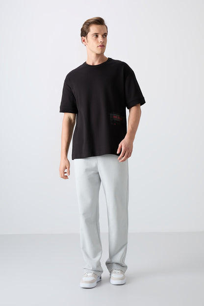 Black Cotton Thick Soft Textured Oversize Fit Printed Men's T-Shirt - 88322