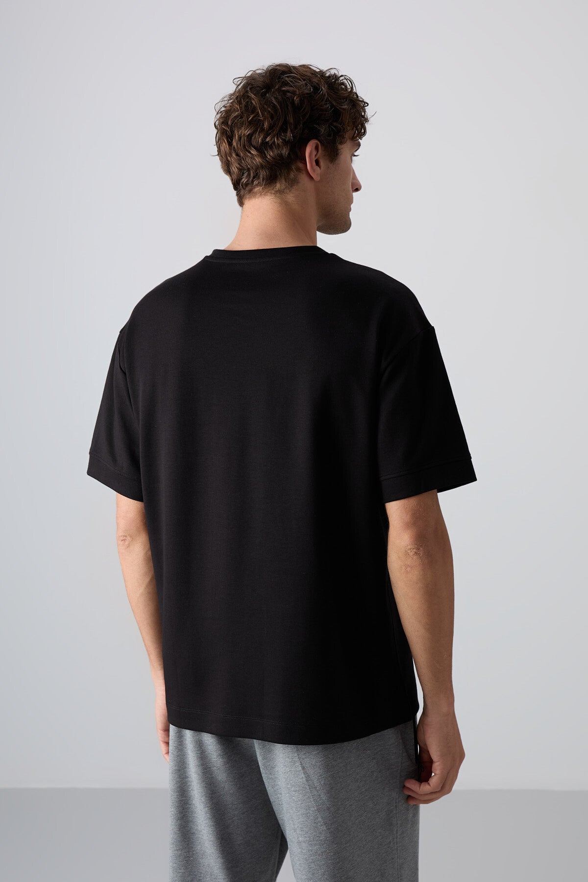 Black Cotton Thick Soft Textured Oversize Fit Printed Men's T-Shirt - 88323