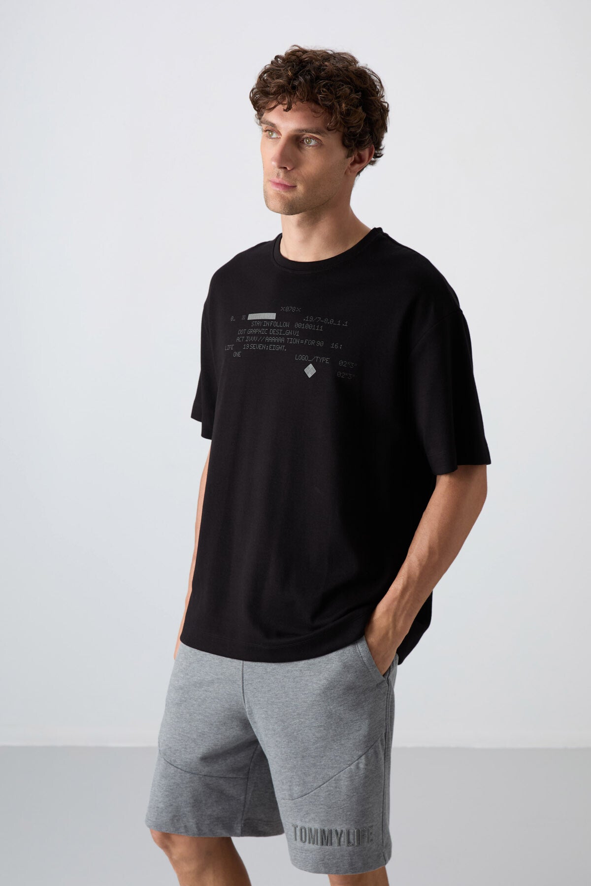 Black Cotton Thick Soft Textured Oversize Fit Printed Men's T-Shirt - 88326