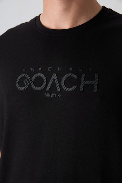 Black Cotton Thick Soft Textured Oversize Fit Printed Men's T-Shirt - 88329