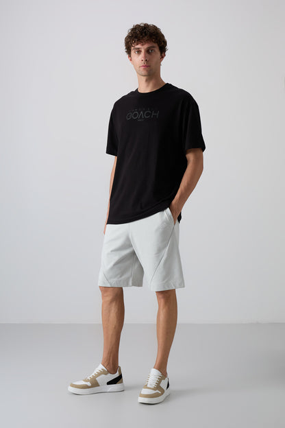 Black Cotton Thick Soft Textured Oversize Fit Printed Men's T-Shirt - 88329