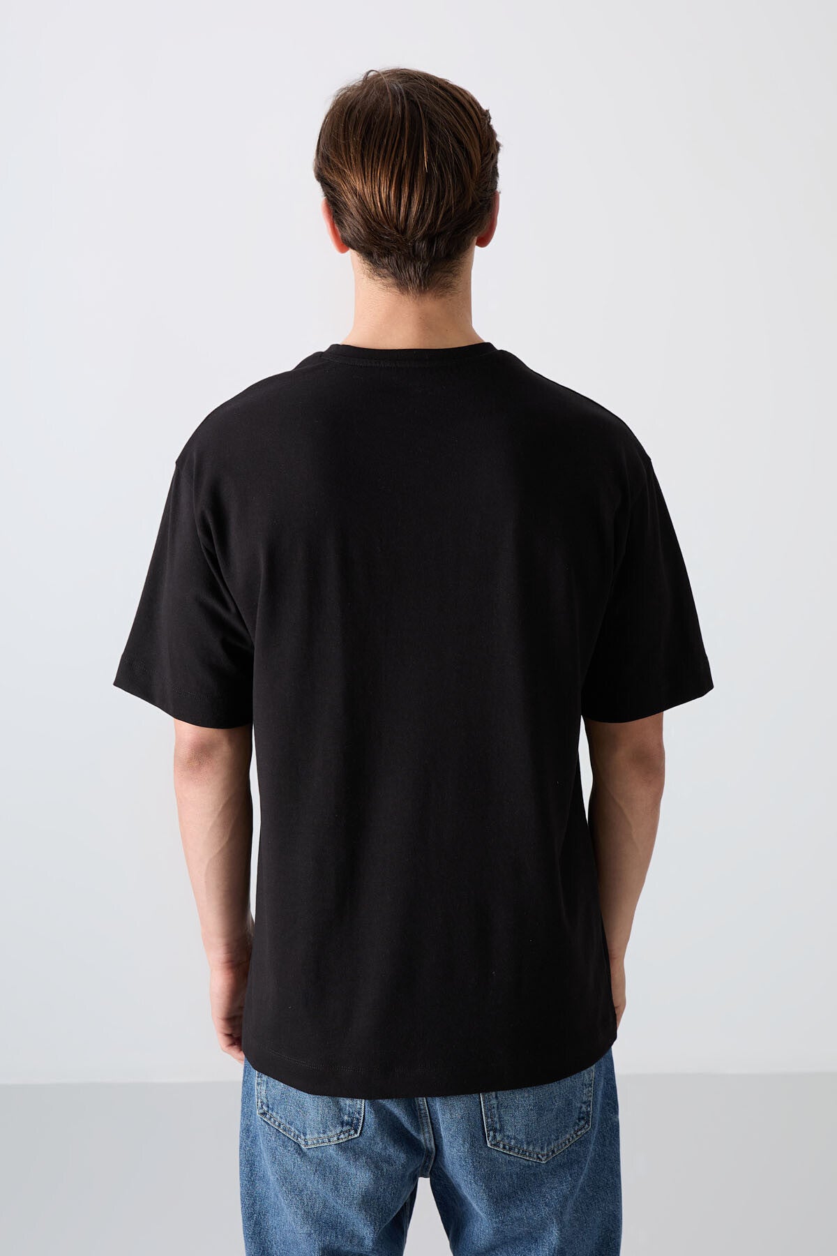 Black Cotton Thick Soft Textured Oversize Fit Printed Men's T-Shirt - 88331