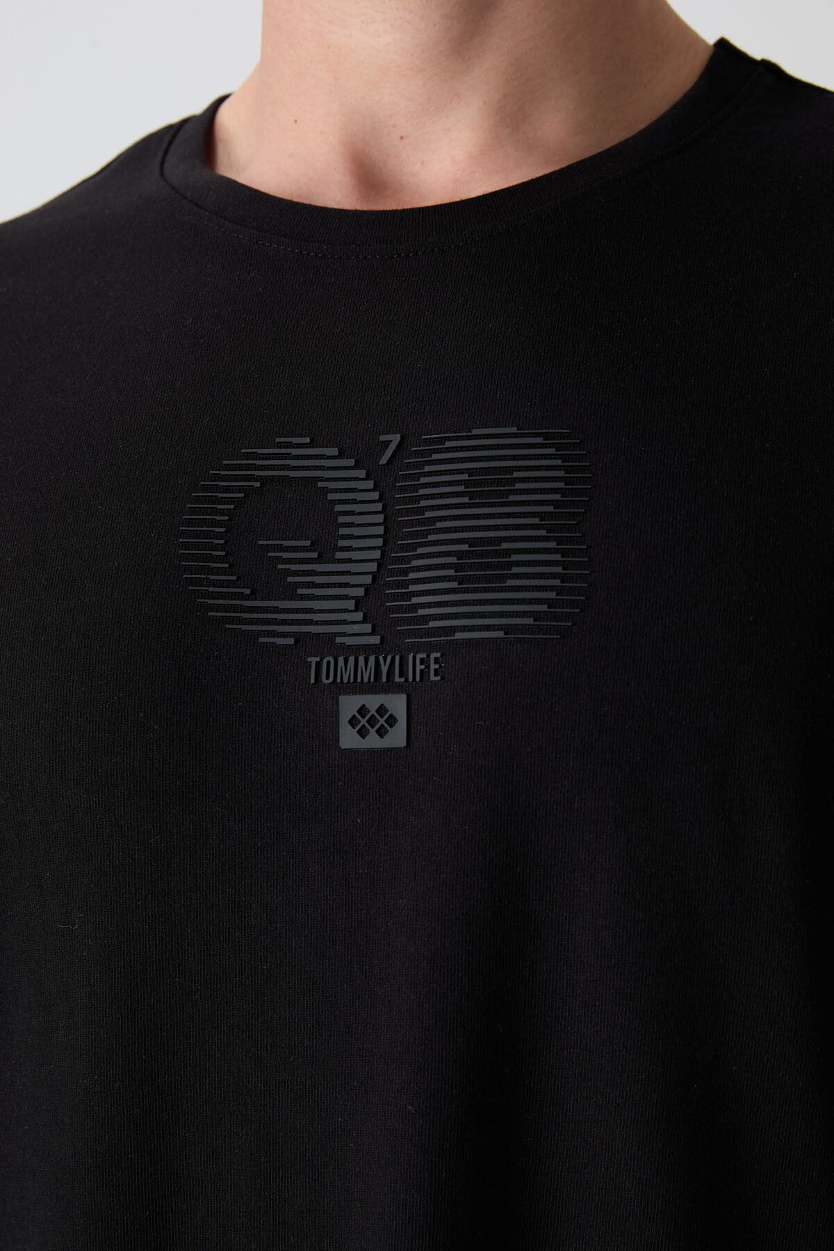 Black Cotton Thick Soft Textured Oversize Fit Printed Men's T-Shirt - 88333