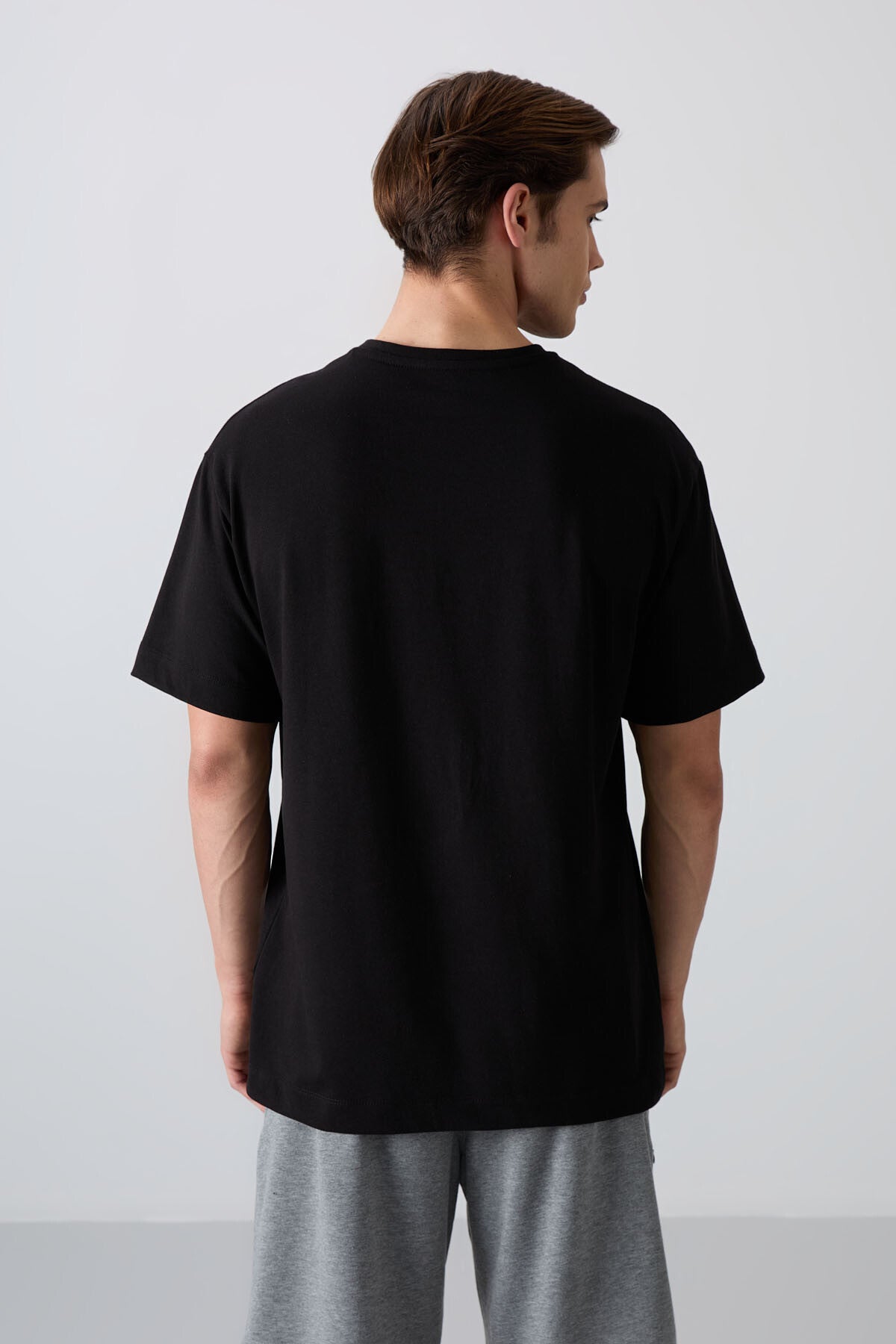 Black Cotton Thick Soft Textured Oversize Fit Printed Men's T-Shirt - 88333