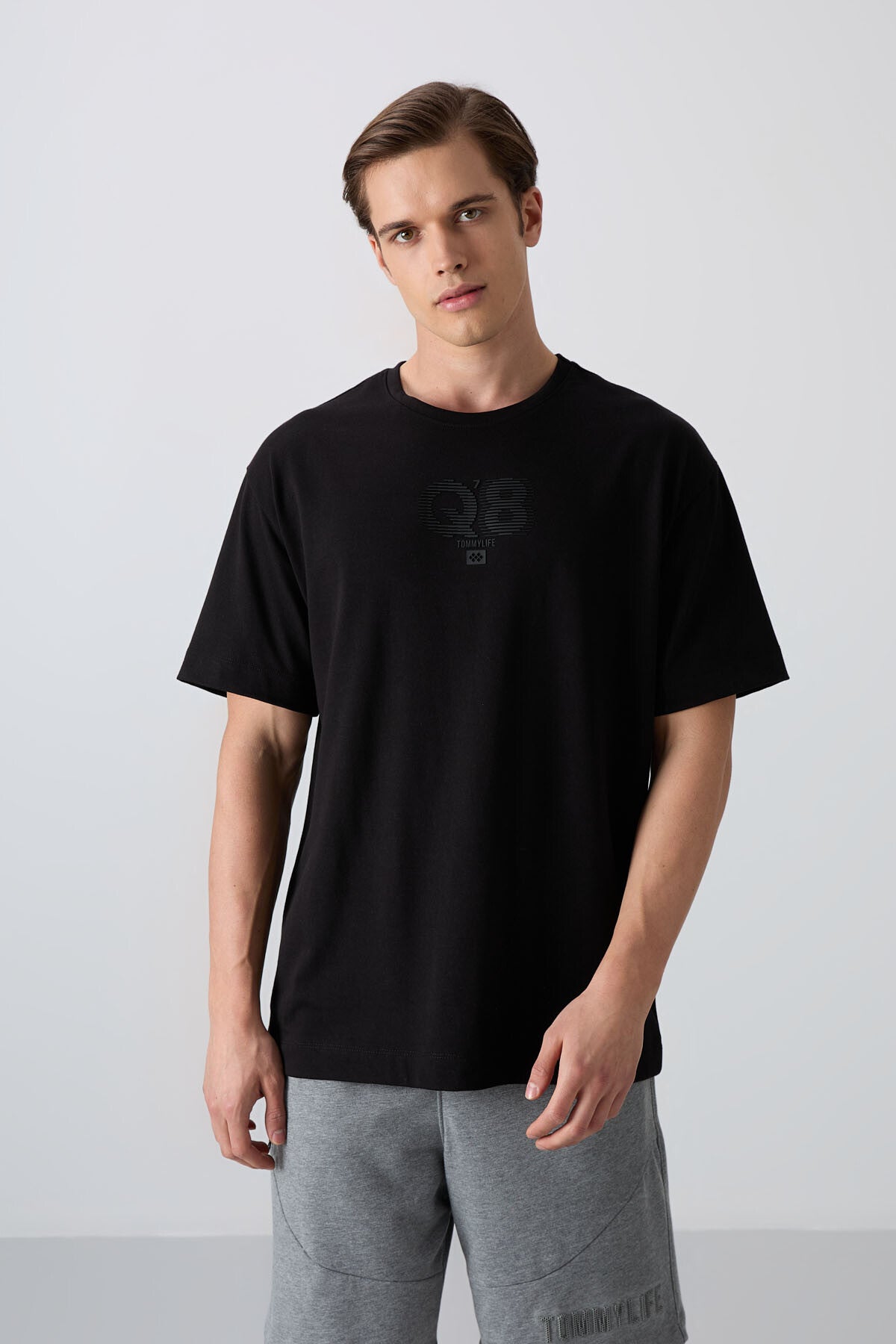 Black Cotton Thick Soft Textured Oversize Fit Printed Men's T-Shirt - 88333