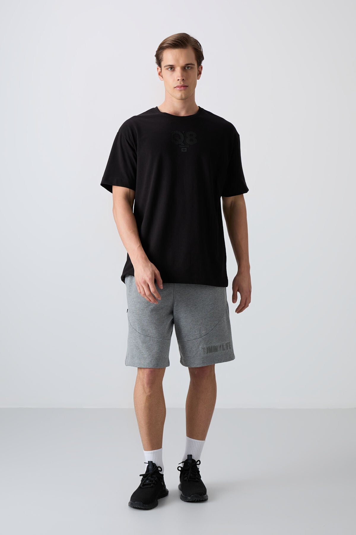 Black Cotton Thick Soft Textured Oversize Fit Printed Men's T-Shirt - 88333