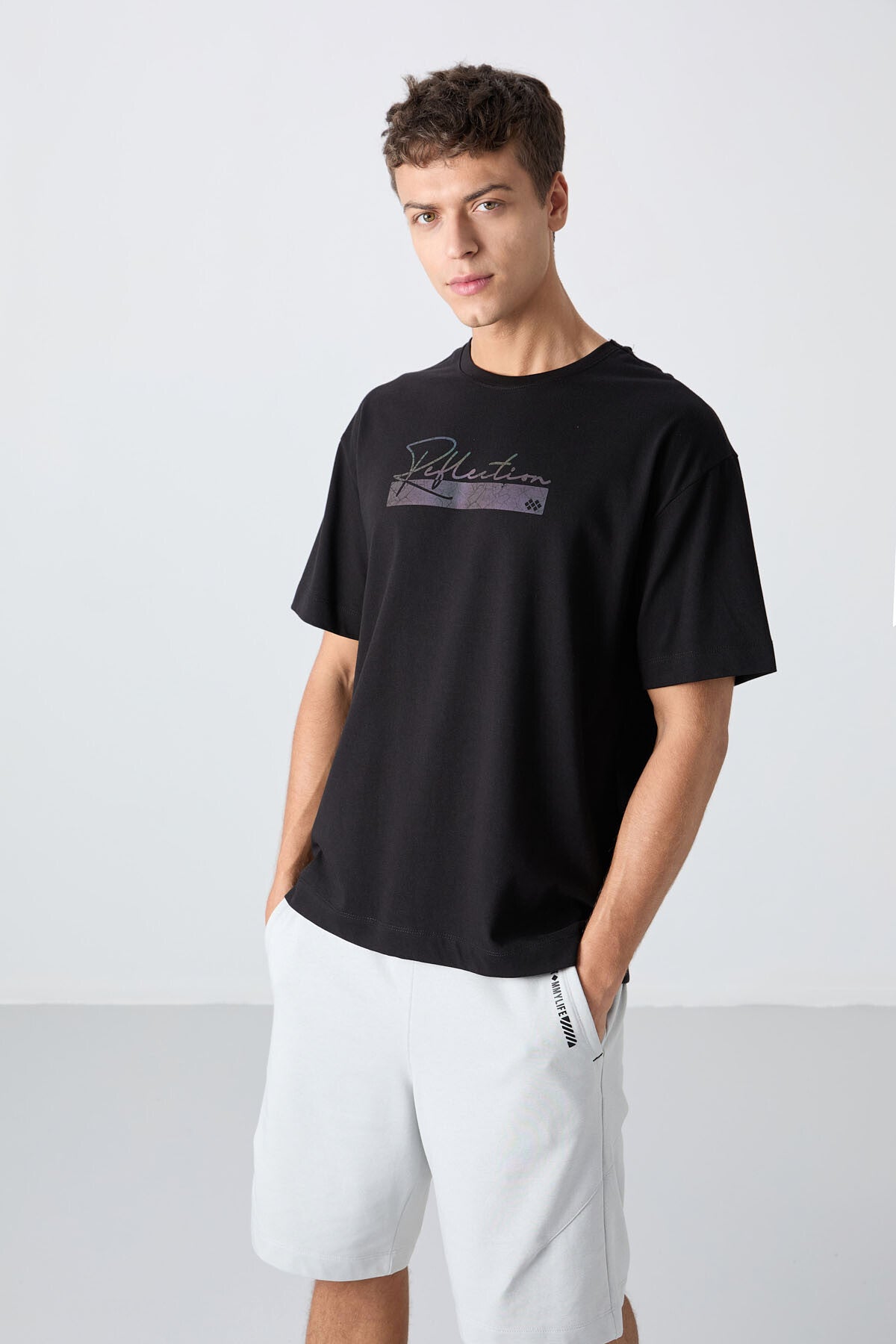 Black Cotton Thick Soft Textured Oversize Fit Printed Men's T-Shirt - 88334