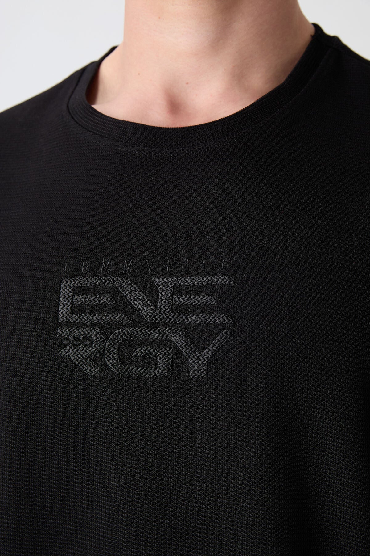 Black Cotton Thick Textured Surface Oversize Fit Printed Men's T-Shirt - 88336
