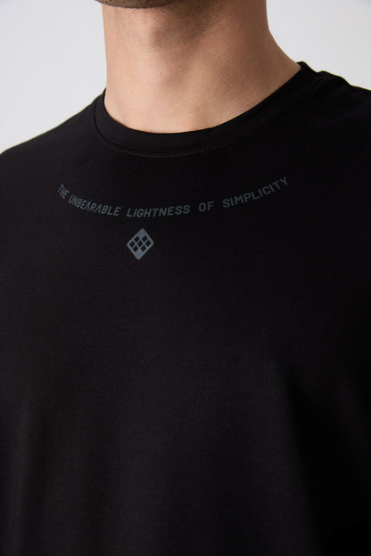 Black Cotton Thick Soft Textured Oversize Fit Printed Men's T-Shirt - 88343