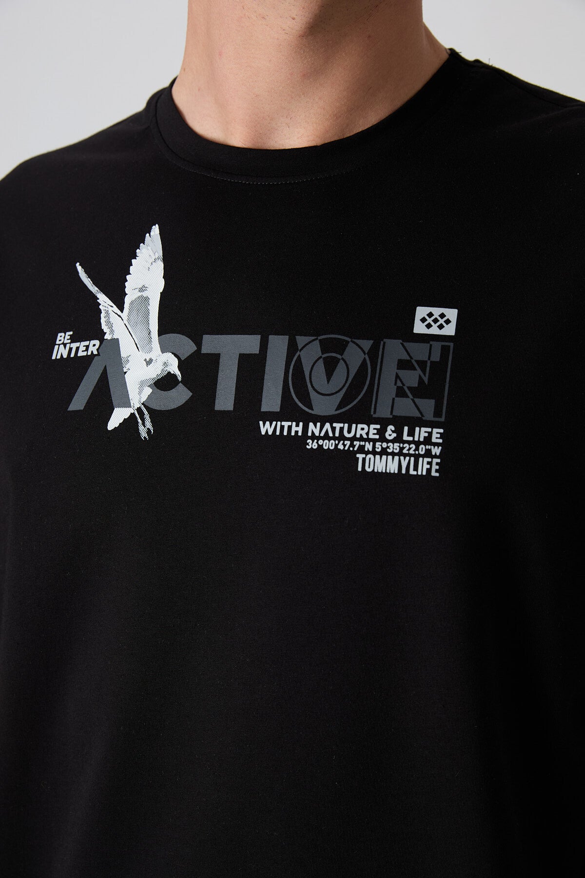 Black Cotton Thick Soft Textured Oversize Fit Printed Men's T-Shirt - 88344