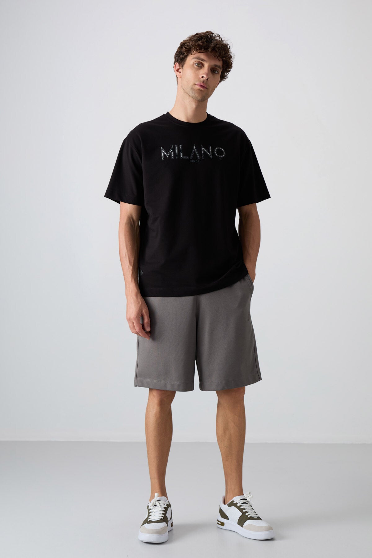 Black Cotton Thick Soft Textured Oversize Fit Printed Men's T-Shirt - 88345