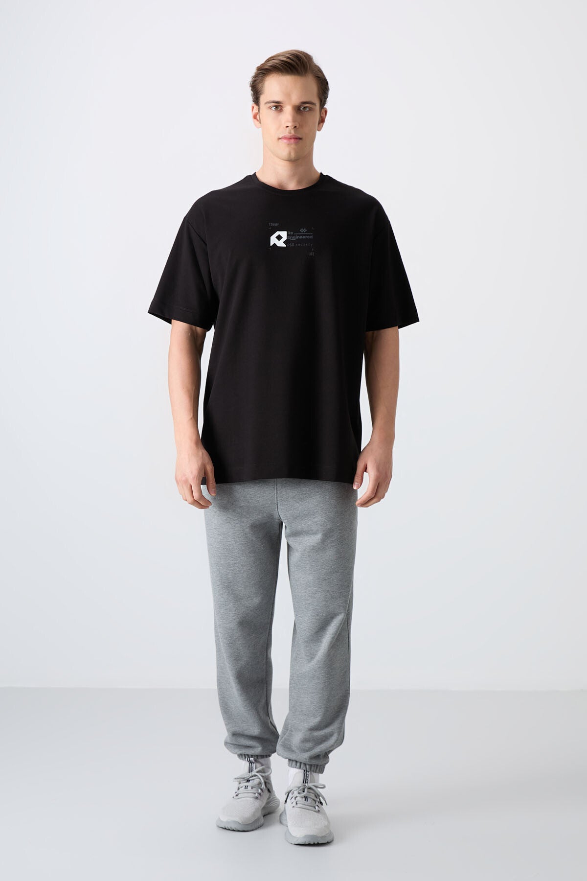 Black Cotton Thick Soft Textured Oversize Fit Printed Men's T-Shirt - 88350