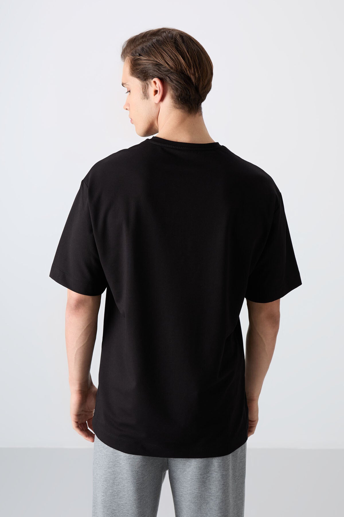 Black Cotton Thick Soft Textured Oversize Fit Printed Men's T-Shirt - 88350