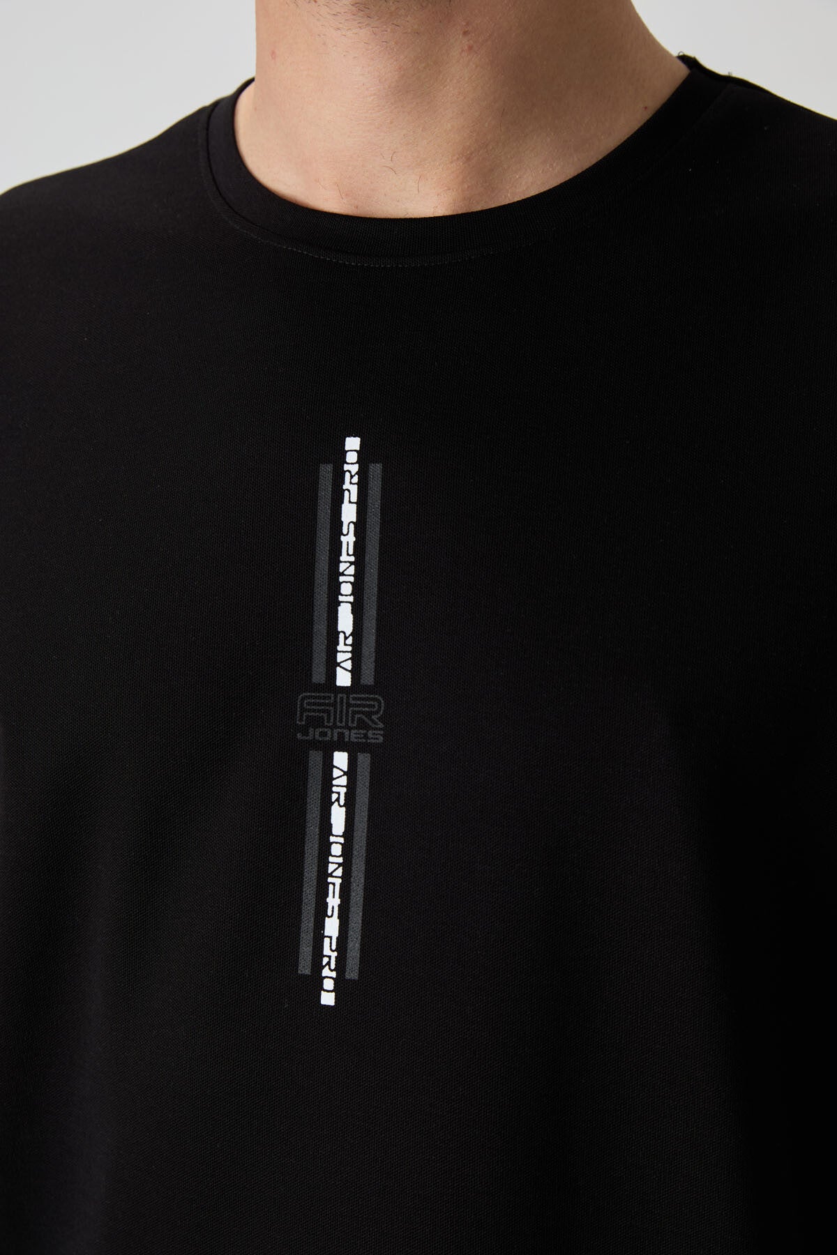 Black Cotton Thick Textured Surface Oversize Fit Printed Men's T-Shirt - 88366