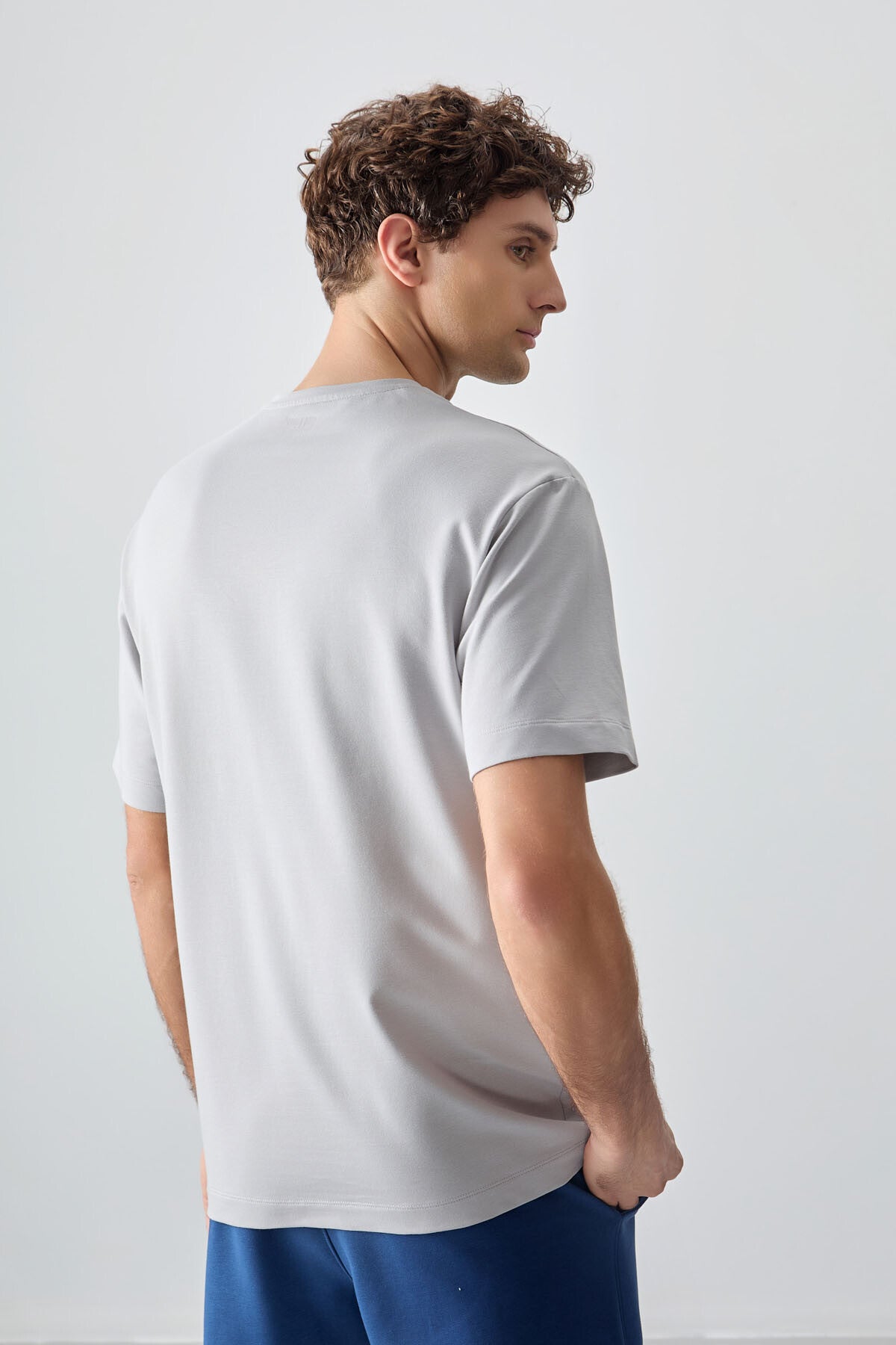 Stone Cotton Thick Soft Textured Oversize Fit Printed Men's T-Shirt - 88376