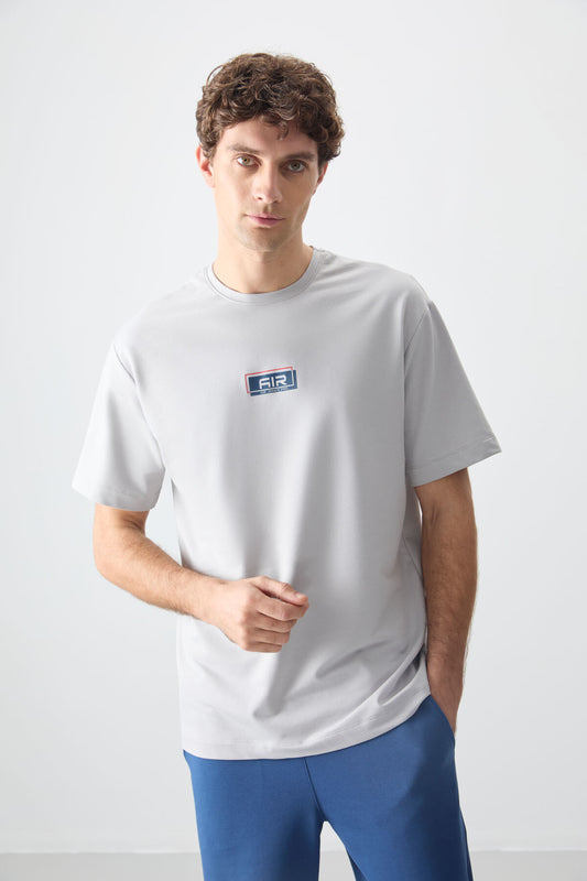 Stone Cotton Thick Soft Textured Oversize Fit Printed Men's T-Shirt - 88376