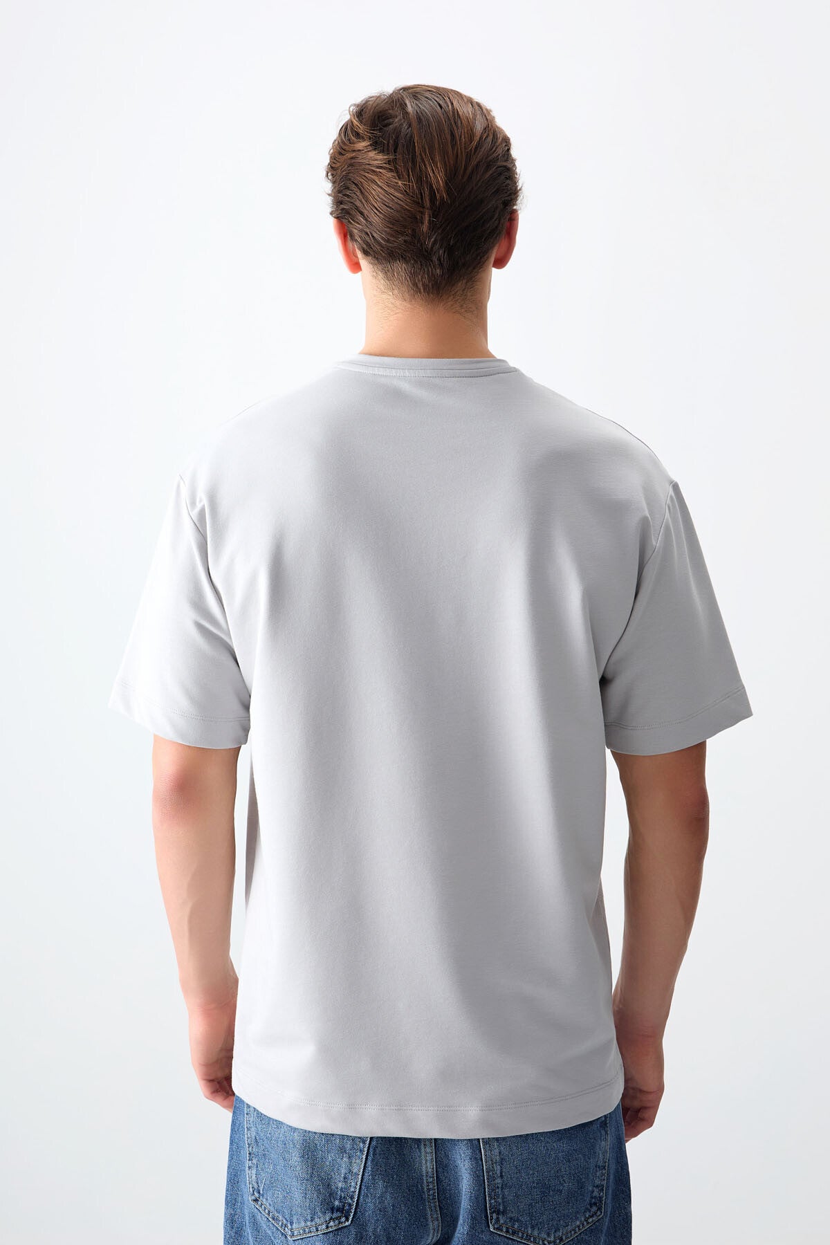 Stone Cotton Thick Soft Textured Oversize Fit Basic Men's T-Shirt - 88377